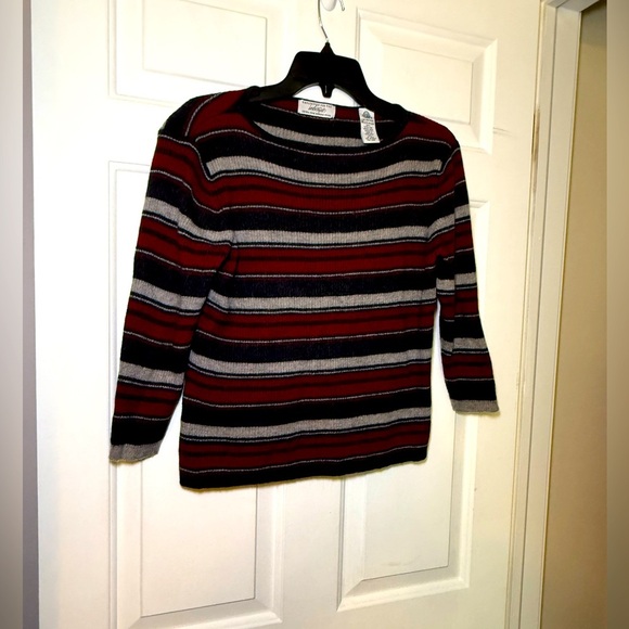 Lord & Taylor Exclusive Woman’s Striped Extra Fine Merino Wool Sweater Size XL - Picture 1 of 5
